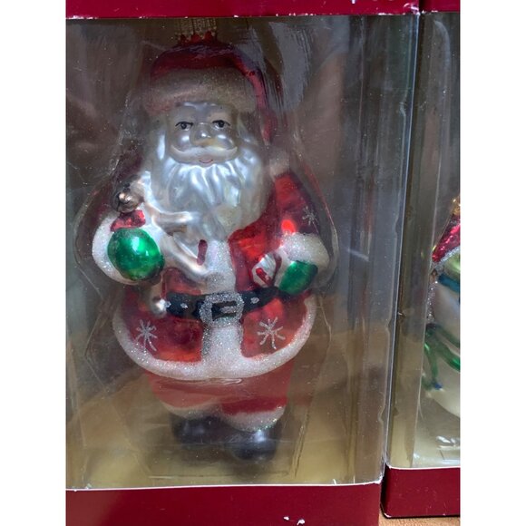 Holiday Time Glass Ornaments - Santa & Snowman Set - Festive Xmas Tree Decor - Picture 6 of 9